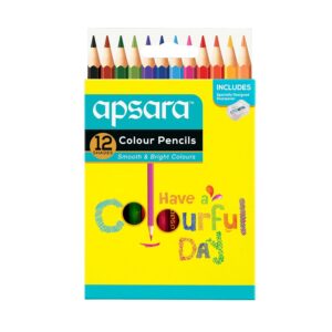 APSARA COLOUR PENCILS 12 – HEX, EASY GRIP, BRILLIANT COLOURS, SCHOOL USE