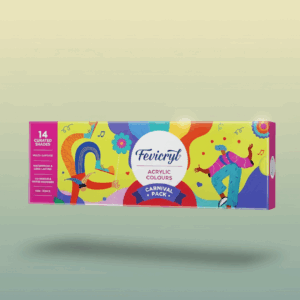 FEVICRYL CARNIVAL KIT – 14 ACRYLIC COLOURS (10ML) | PRIMARY, PASTEL & PEARL METALLIC SHADES | NON-TOXIC MULTI-SURFACE PAINTS FOR DIY ART & CRAFT