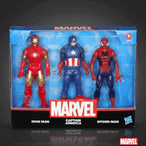 MARVEL 6-INCH ACTION FIGURE SET – IRON MAN, CAPTAIN AMERICA & SPIDER-MAN WITH SHIELD ACCESSORY | SUPER HERO TOYS FOR KIDS AGES 4+